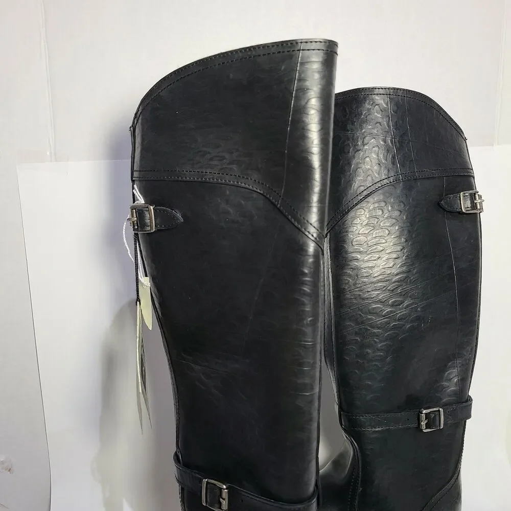 Frye Women boots Dorado knee high Rubber Rabbit Lined Lug Riding 6 fit 5.5 new